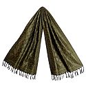 Khaki Banarasi Tanchoi Stole with Unending Loop Design 