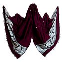 Dark Magenta Orissa Cotton Stole with Baluchari Design Pallu