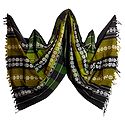 Green with Black Orissa Bomkai Cotton Stole with All-Over White Weaved Design