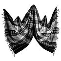Black and White Orissa Bomkai Cotton Stole with All-Over Weaved Design