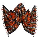 Saffron with Black Orissa Bomkai Cotton Stole with All-Over Weaved Design