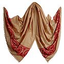 Beige Orissa Cotton Stole with Baluchari Wheel Design Pallu