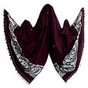Maroon Orissa Cotton Stole with Baluchari Women Figure Design Pallu