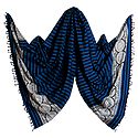Cyan with Black Stripe Orissa Cotton Stole with Baluchari Design Pallu