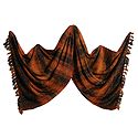 Dark Saffron and Black Check Glittered Light Woollen Shawl