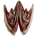 Woven Paisley Design with Embroidery Beige Woolen Shawl