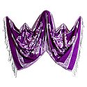 Reversible Mauve and White Woolen Stole with Weaved Floral Design 