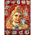 Shiva and 12 Jyotirlingas - Glitter Poster