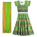 Gorgeous Embroidery on Green Printed Lehenga Choli with Dupatta and Elaborate Sequin Work