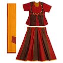 Black and Red Printed Cotton Lehenga Choli