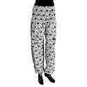 Black Folk Art Print on White Cotton Harem Pants