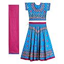 Embroidery on Cotton Lehenga Choli with Dupatta and Elaborate Sequin Work