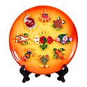 8 Buddhist Symbol on Plate - Stone Sculpture