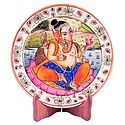 Ganesha Painting on Marble Plate - Showpiece