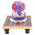 Ganesha on Chowki - Marble Statue