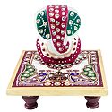 Ganesha on Chowki - Marble Statue