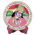 Murlidhar Krishna Painting on Marble Plate - Showpiece