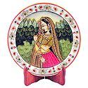 Rajput Princess - Painting on Marble Plate - Showpiece