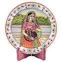 Lady with Kalash - Painting on Marble Plate - Showpiece