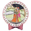 Radha Krishna Painting on Marble Plate - Showpiece