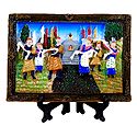 Sikkimese Dancers on Plate with Stand - Stone Dust Showpiece