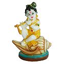 Makhan Chor Krishna Sitting on Conch