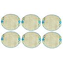 Six Hand Weaved Palm Leaf Table Mats with Embroidery