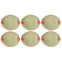 Six Hand Weaved Palm Leaf Table Mats with Embroidery