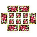 Set of 6 Dining Table Mats and Coasters with Fruit  Print 