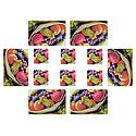 Set of 6 Dining Table Mats and Coasters with Fruit  Print 