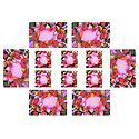 Set of 6 Dining Table Mats and Coasters with Flower Print 