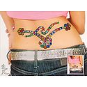 Multicolor and Stone Studded Waist Tattoo (Can Be used on Other Parts of the Body)