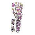 Mauve, Black with Golden Glitter Sticker Mehendi for Single Hand Decor