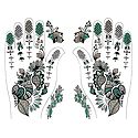 Pair of Green, Golden with Silver Glitter Sticker Mehendi