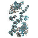 Cyan Blue with Golden Glitter Sticker Tattoos