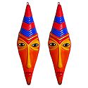 Pair of Terracotta Tribal Masks for Wall Decoration