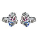 White Stone Studded Diamond Shaped Adjustable Metal Toe Ring