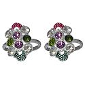 Pair of White and Multicolor Stone Studded Toe Ring