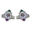 White Stone Studded Diamond Shaped Metal Toe Ring