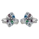 Pair of White and Multicolor Stone Studded Toe Ring