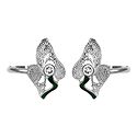 White Stone Studded Adjustable Metal Toe Ring