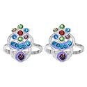 Pair of Multicolor Stone Studded Toe Ring