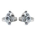 Pair of White Stone Studded Adjustable Metal Toe Ring