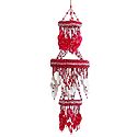Red and White Beaded Chandelier Decorative Door Hanging