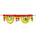 Yellow, Red and Green Flower Door Toran - Decorative Door Hanging