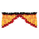 Saffron, Red and Green Cloth Flower Door Toran - Decorative Door Hanging