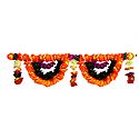 Yellow, Red and Green Cloth Flower Door Toran - Decorative Door Hanging