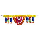 Yellow, Red and Dark Blue Cloth Flower Door Toran - Decorative Door Hanging