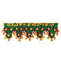 Green, Yellow and Red Silk Thread Door Toran - (Decorative Door Hanging)