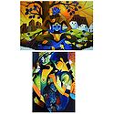 Girl Playing with Ducks and Nature with Man - Set of 2 Posters